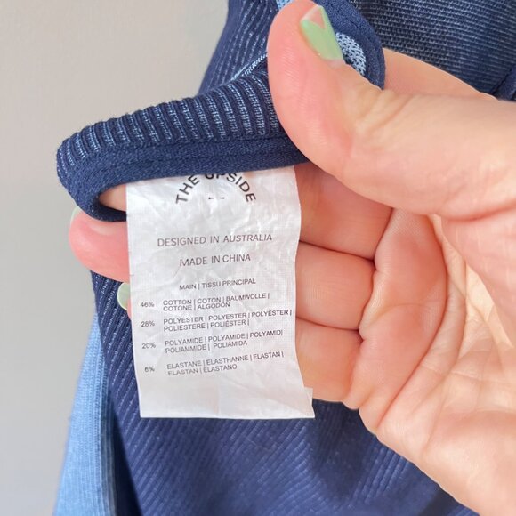 The Upside Circular Knit Raf Dress Racerback Tank Dress L Dark Navy & Light Blue - Picture 5 of 6